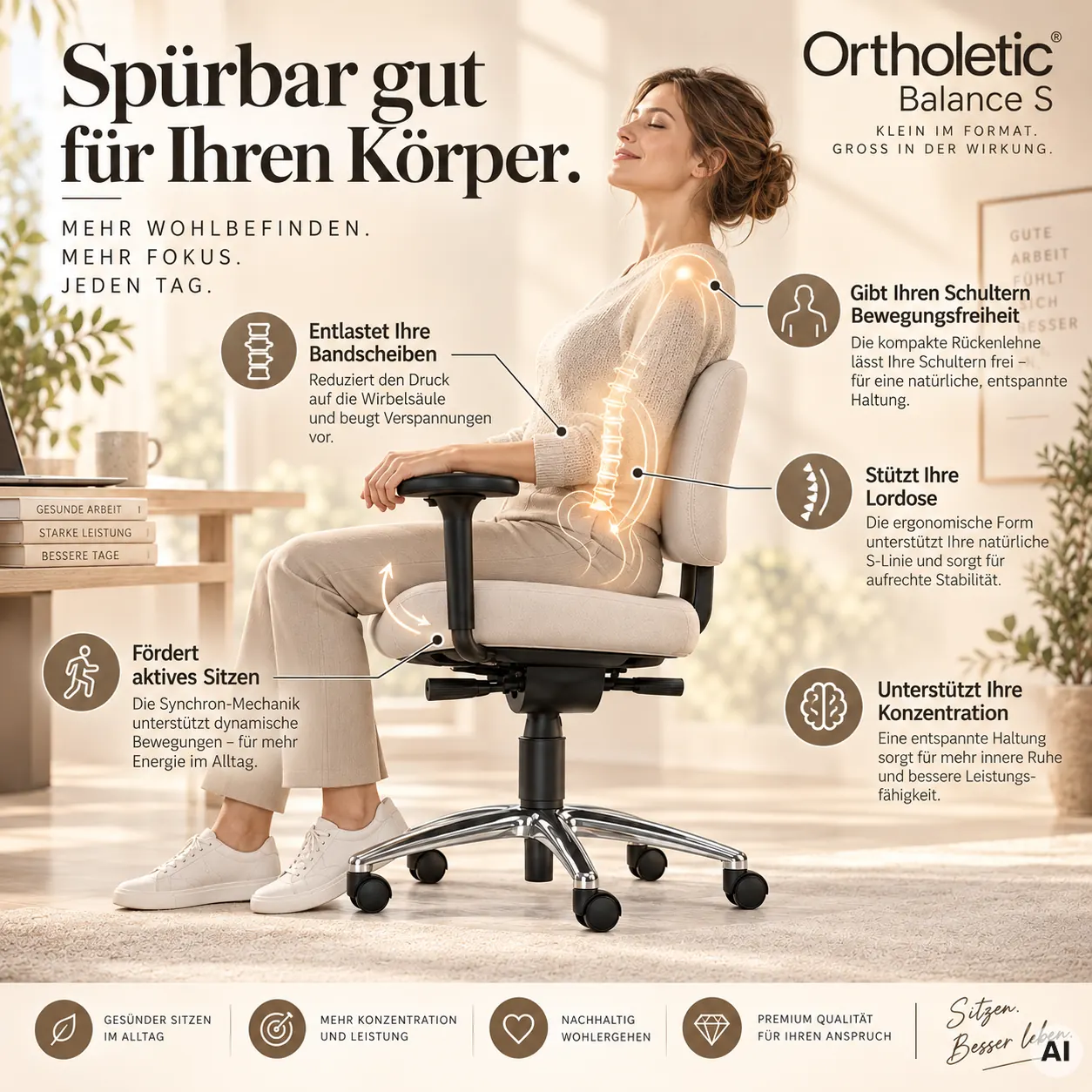 Ortholetic Balance S - Ergonomischer Bürostuhl